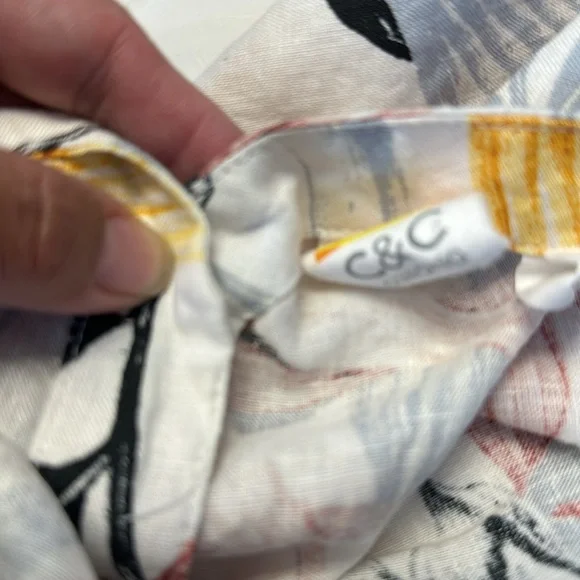 Women's C&C California Floral Leaves Boxy Linen Sleeveless Blouse Size Large EUC - Picture 9 of 9